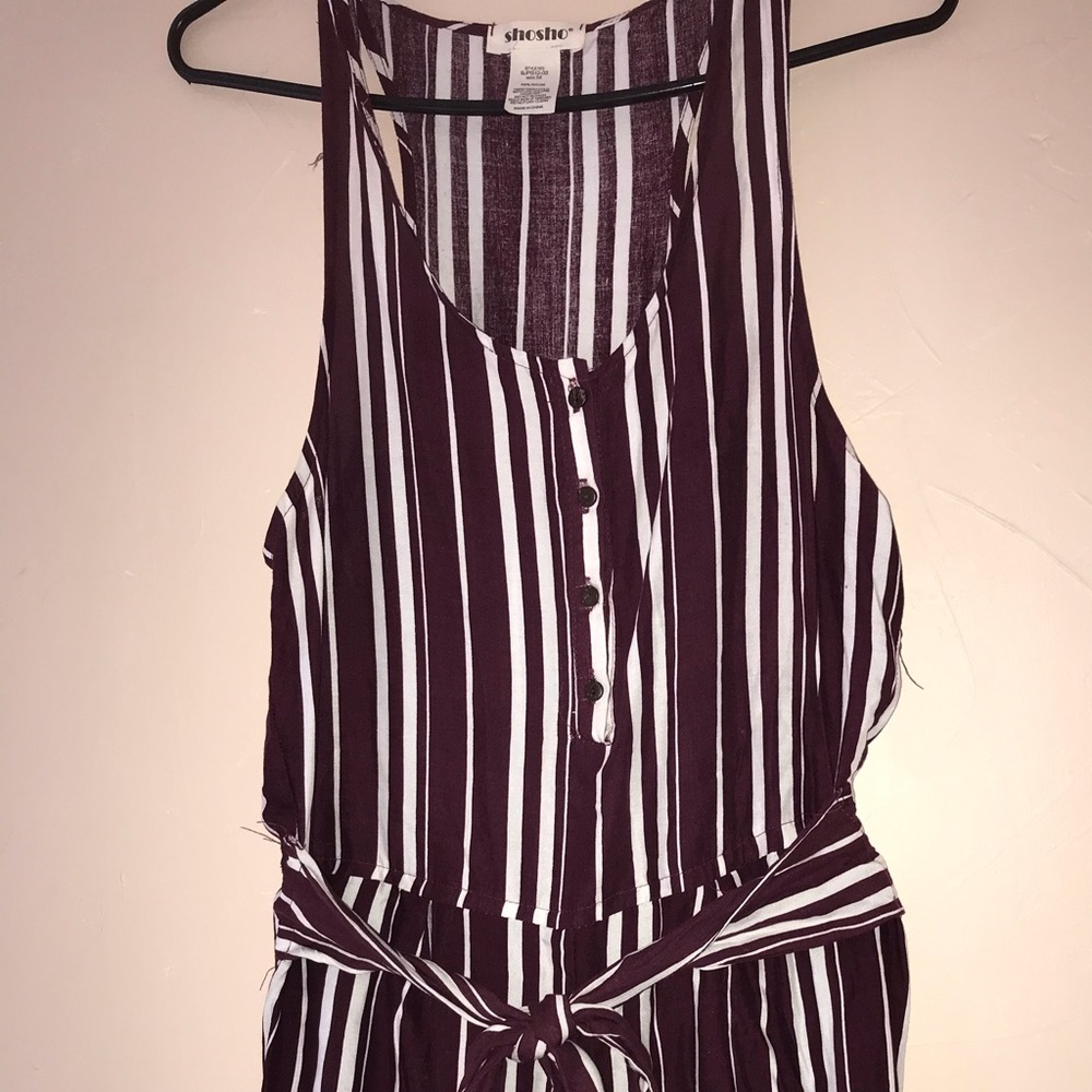 Maroon and white striped romper